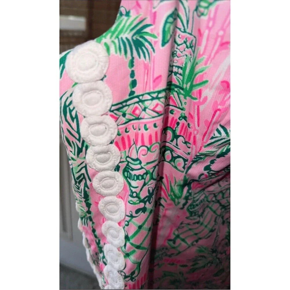 Lilly Pulitzer Mila Shift Dress Womens L Pink Green Tropical Sleeveless​ - Picture 7 of 9
